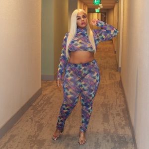 Sheer Two Piece Pants Set